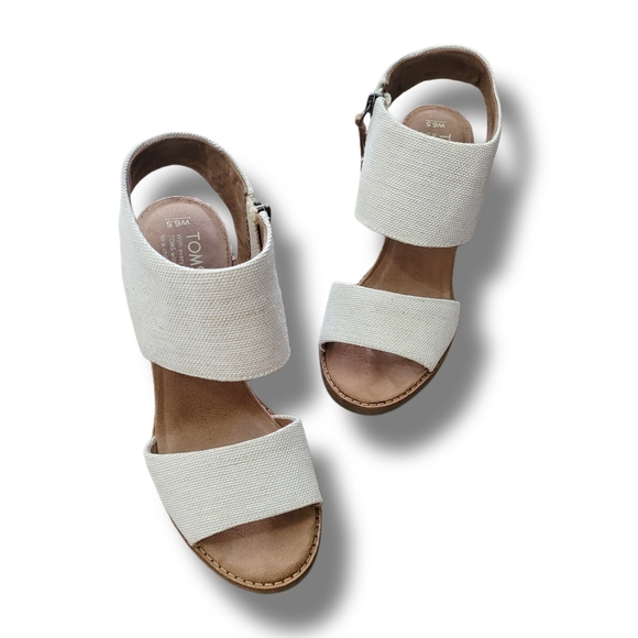 🌿Toms Women's 6.5W Majorca Natural Cutout  Heeled Sandals - Picture 9 of 12